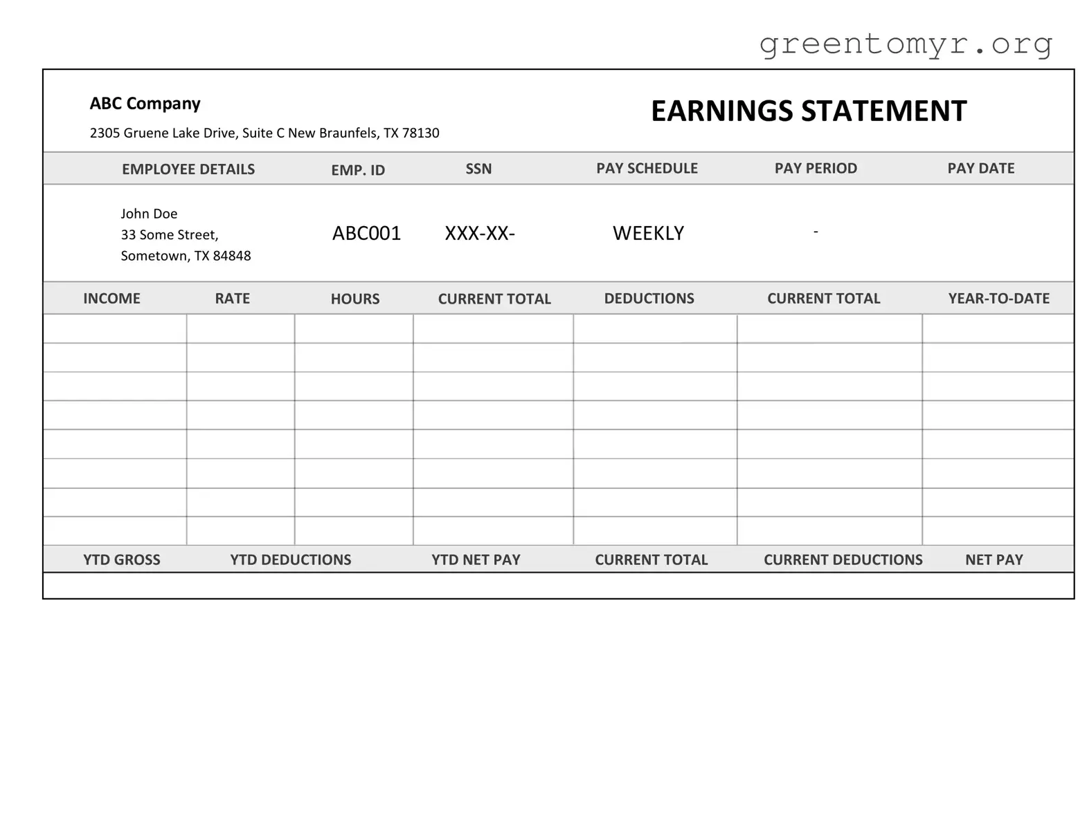 Fill in a Valid Independent Contractor Pay Stub Template