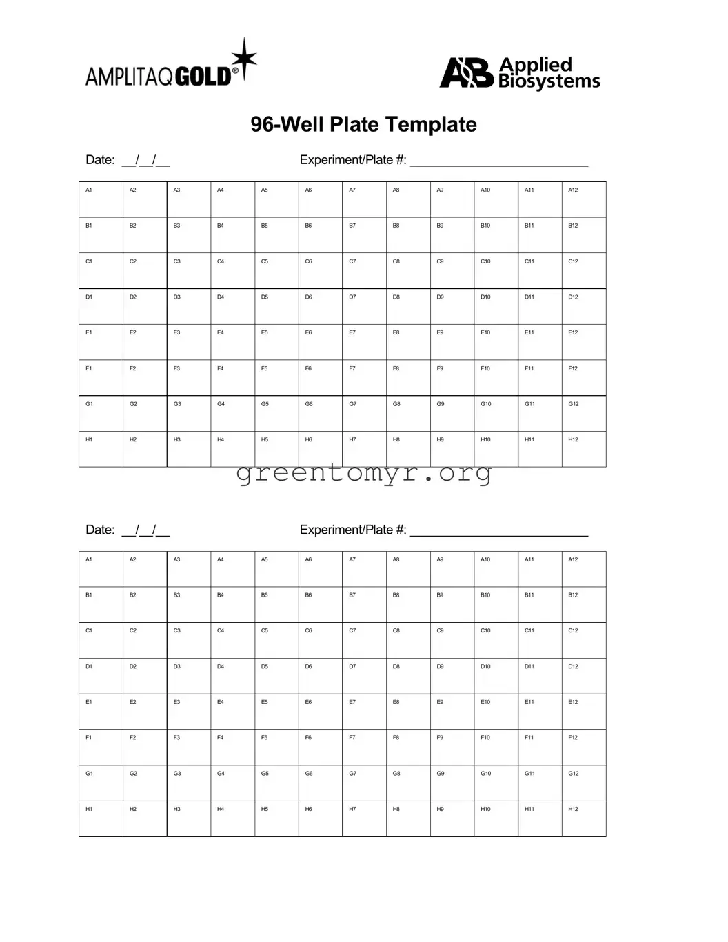 Fill in a Valid 96 Well Template