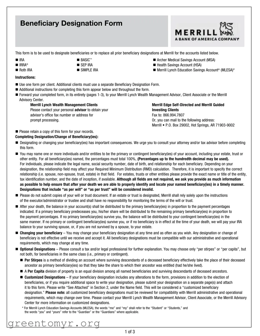 Fill in a Valid Lynch Beneficiary Designation Template