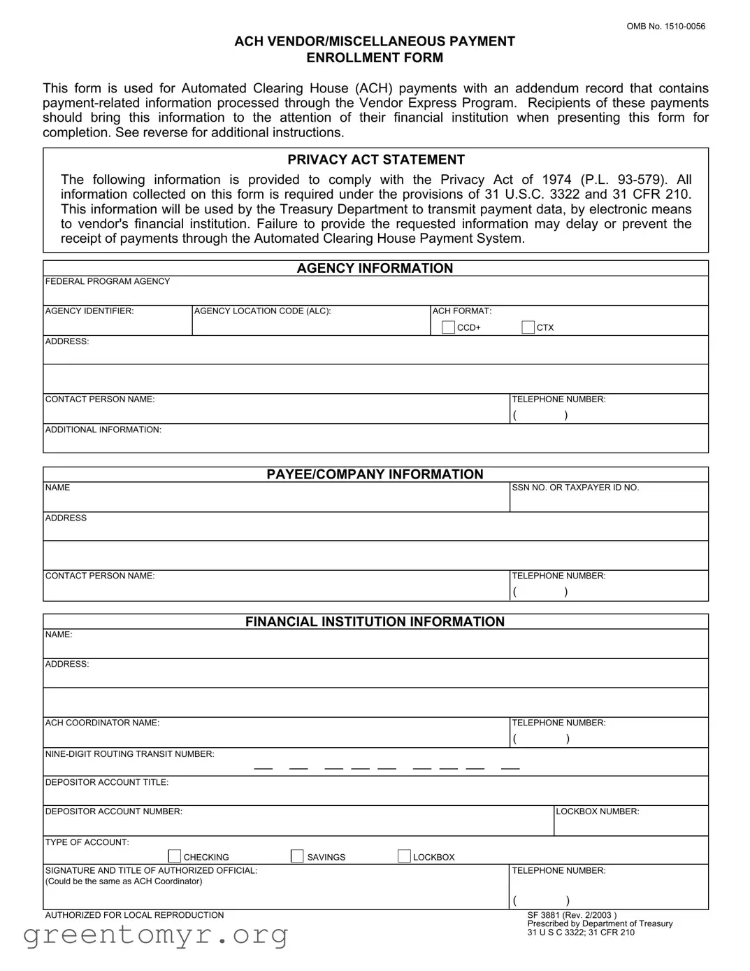 Fill in a Valid Ach Vendor Payment Template