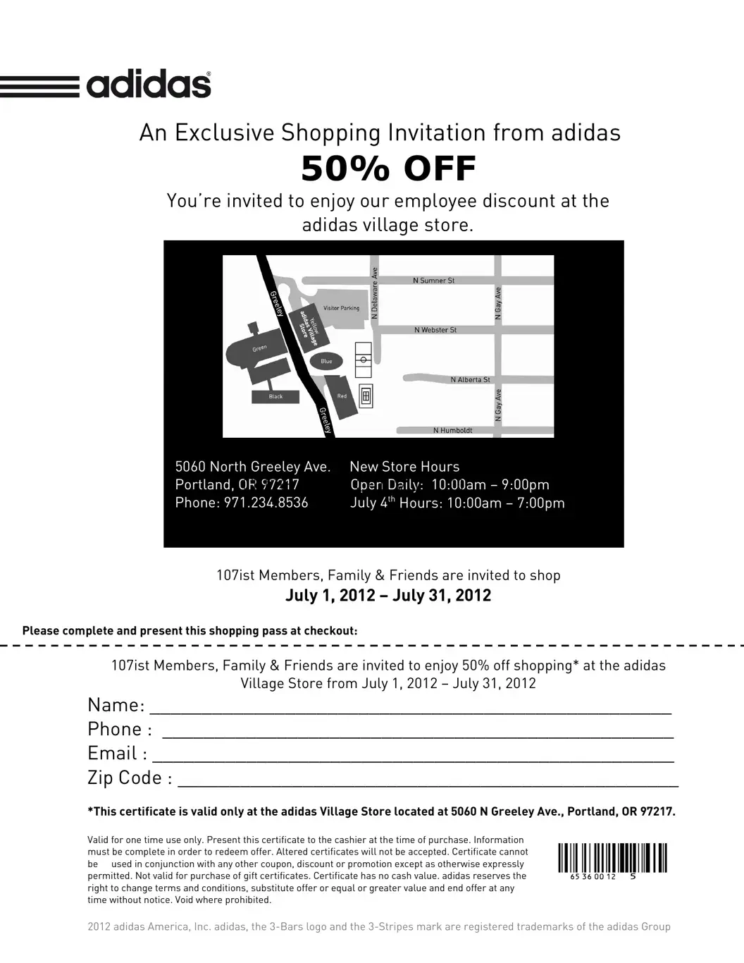 Fill in a Valid Adidas Employee Store Pass Template