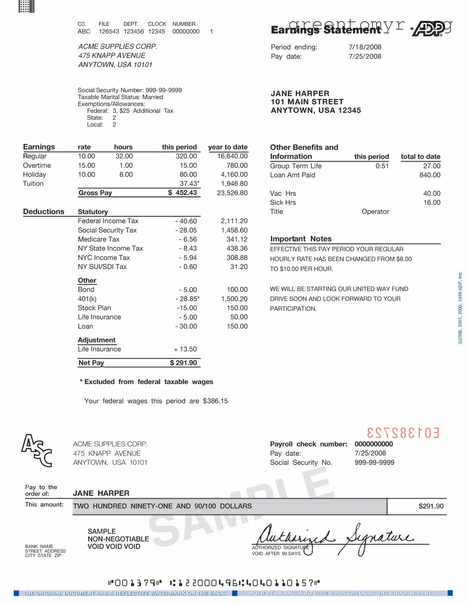 Fill in a Valid Adp Pay Stub Template