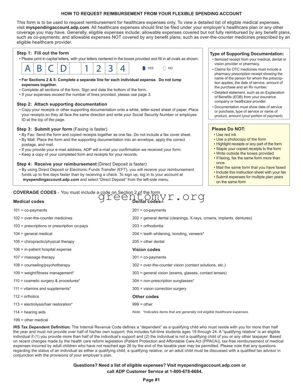 Fill in a Valid Adp Fsa Claim Template