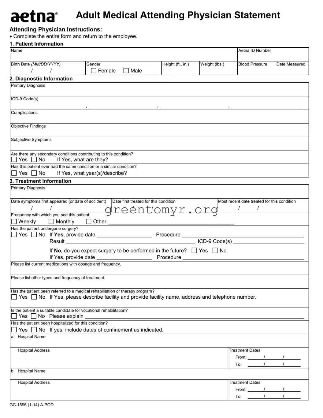 Fill in a Valid Aetna Attending Physician Statement Template