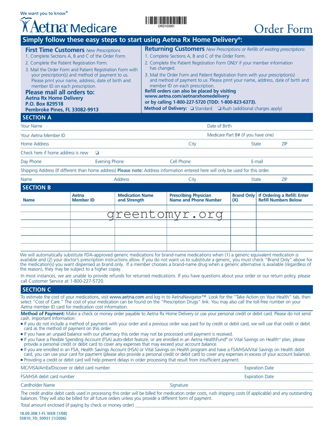 Fill in a Valid Aetna Order Template