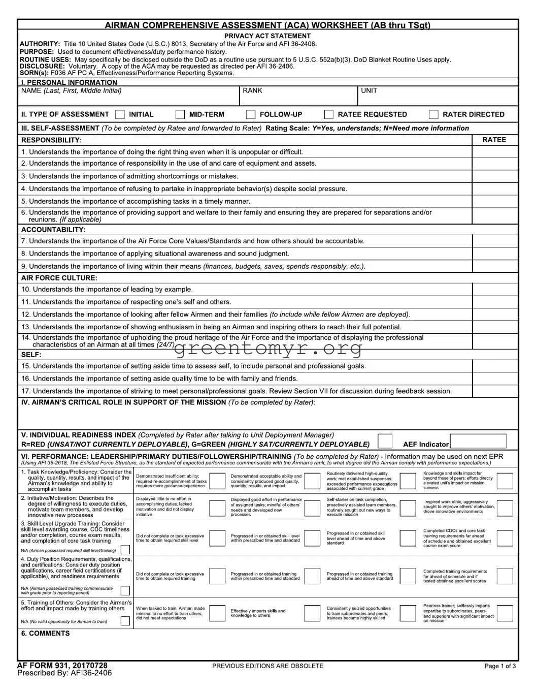 Fill in a Valid Af 931 Template