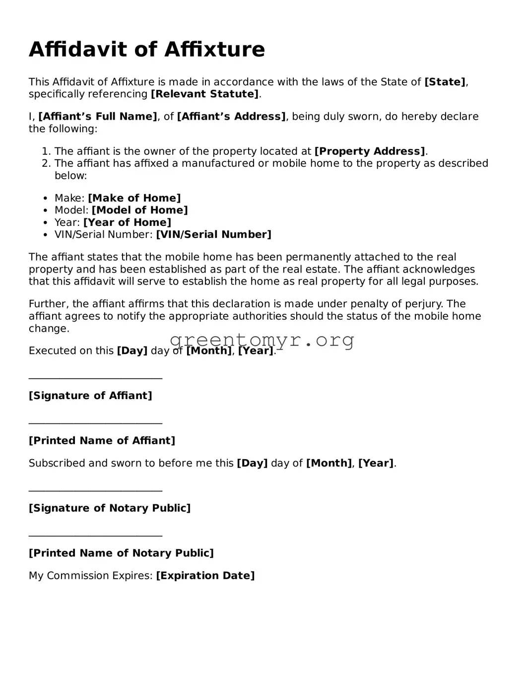 Valid Affidavit of Affixture Form