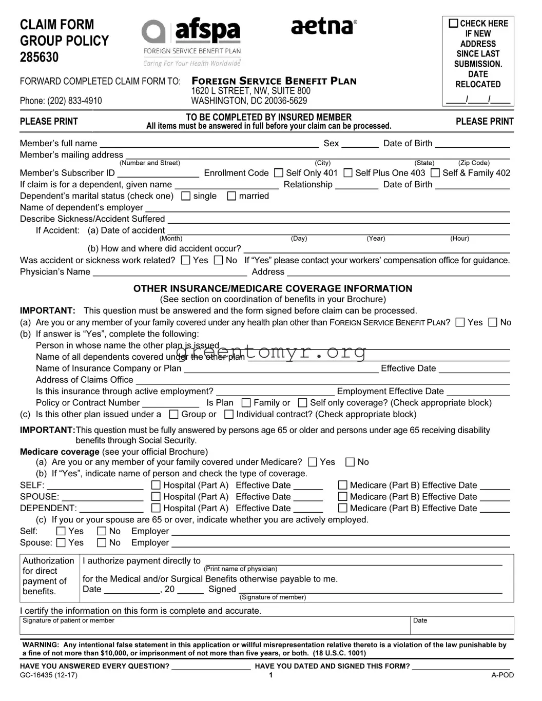 Fill in a Valid Afspa Claim Template