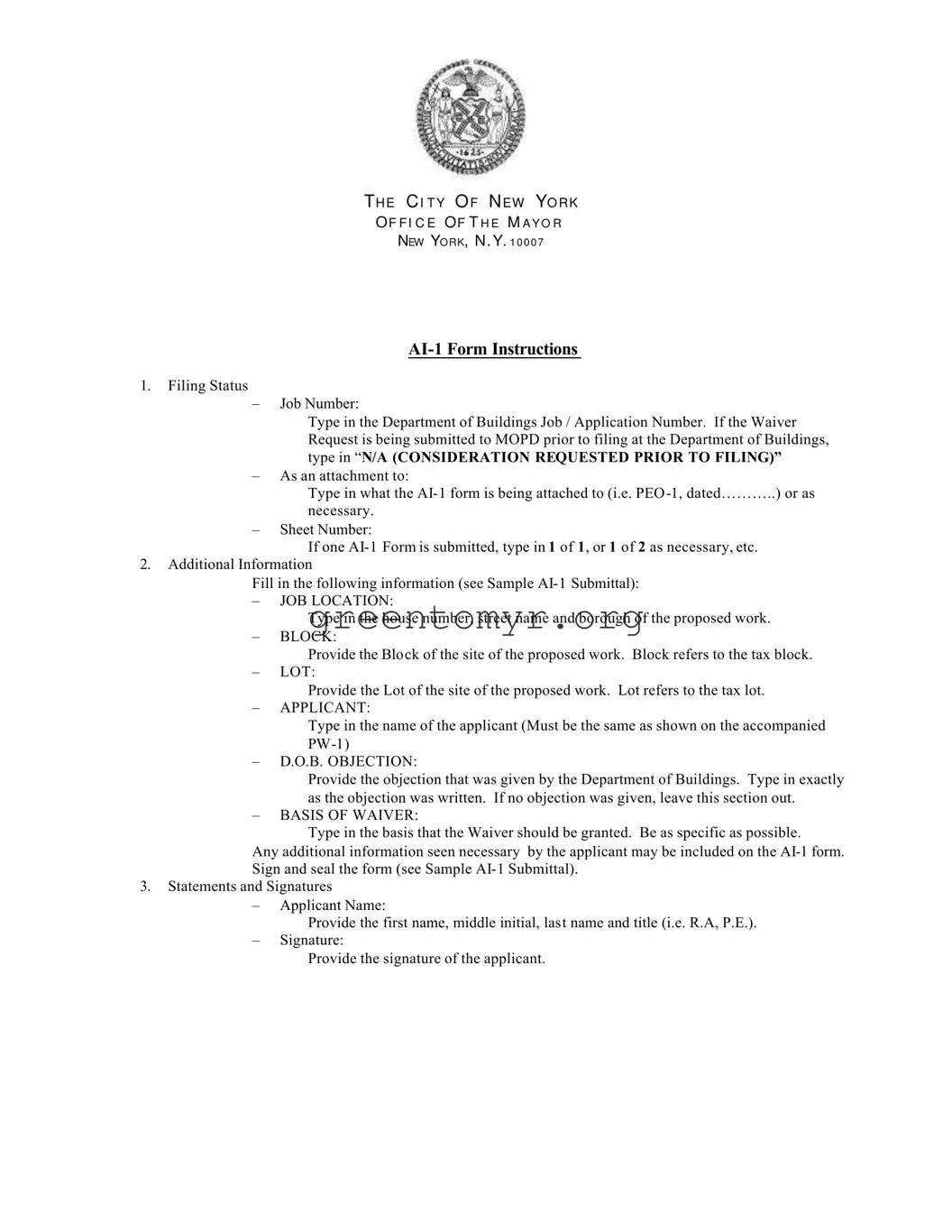 Fill in a Valid Ai 1 Template