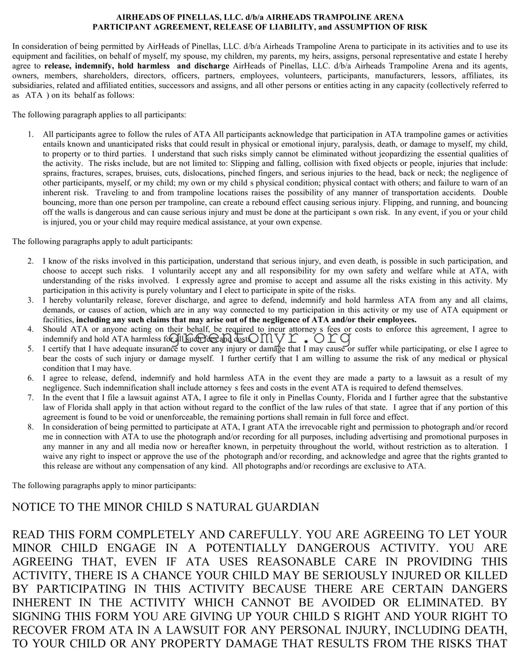 Fill in a Valid Airheads Agreement Template