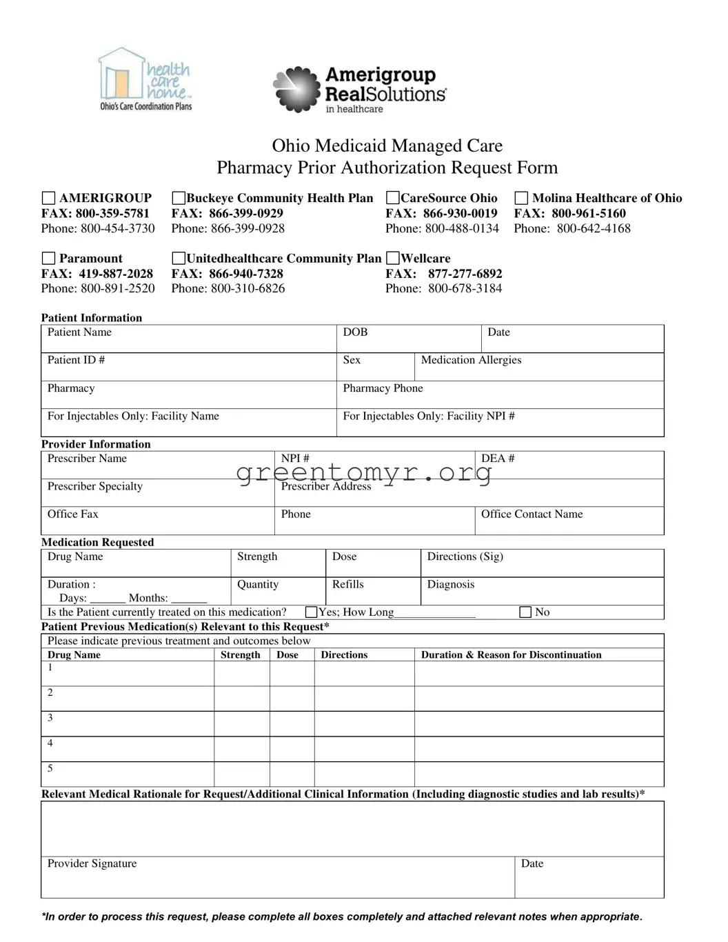 Fill in a Valid Amerigroup Authorization Request Template