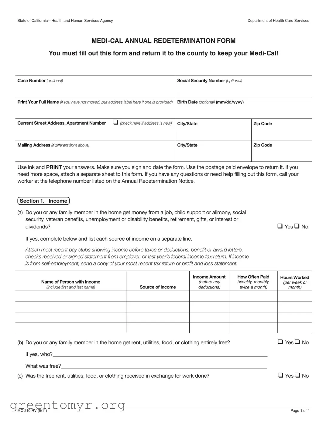 Fill in a Valid Medi Cal Redetermination Template