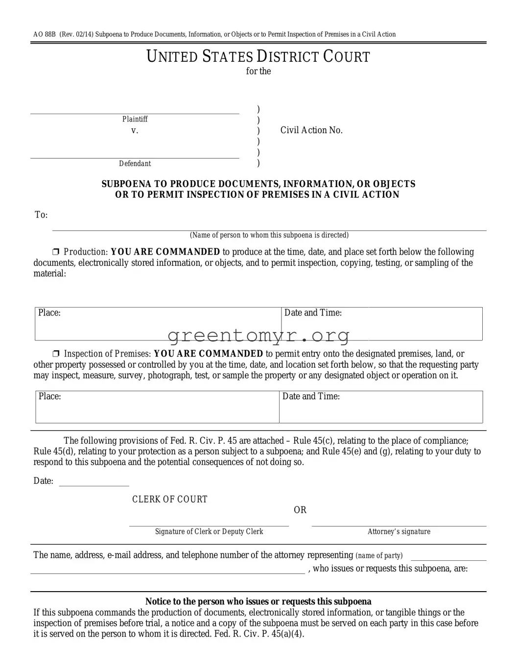 Fill in a Valid Ao 88B Template