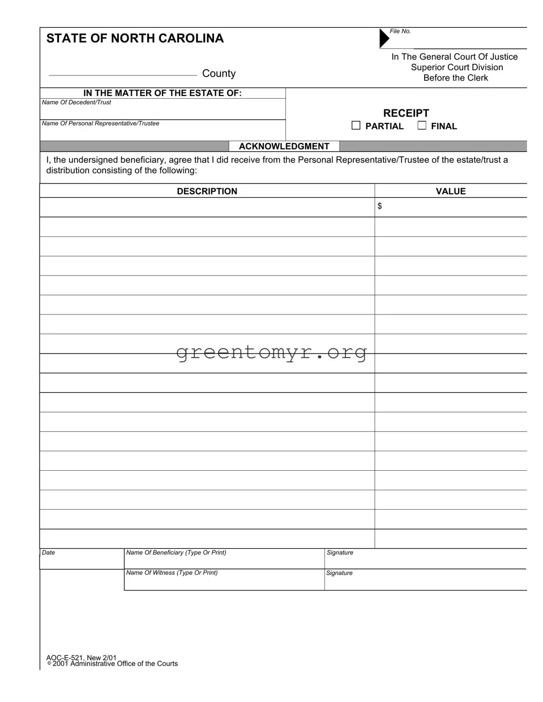 Fill in a Valid Aoc E 521 Template