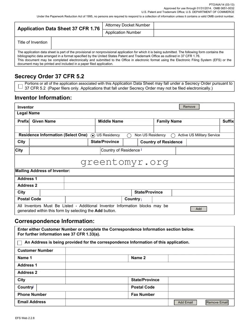Fill in a Valid Application Data Sheet 37 Template