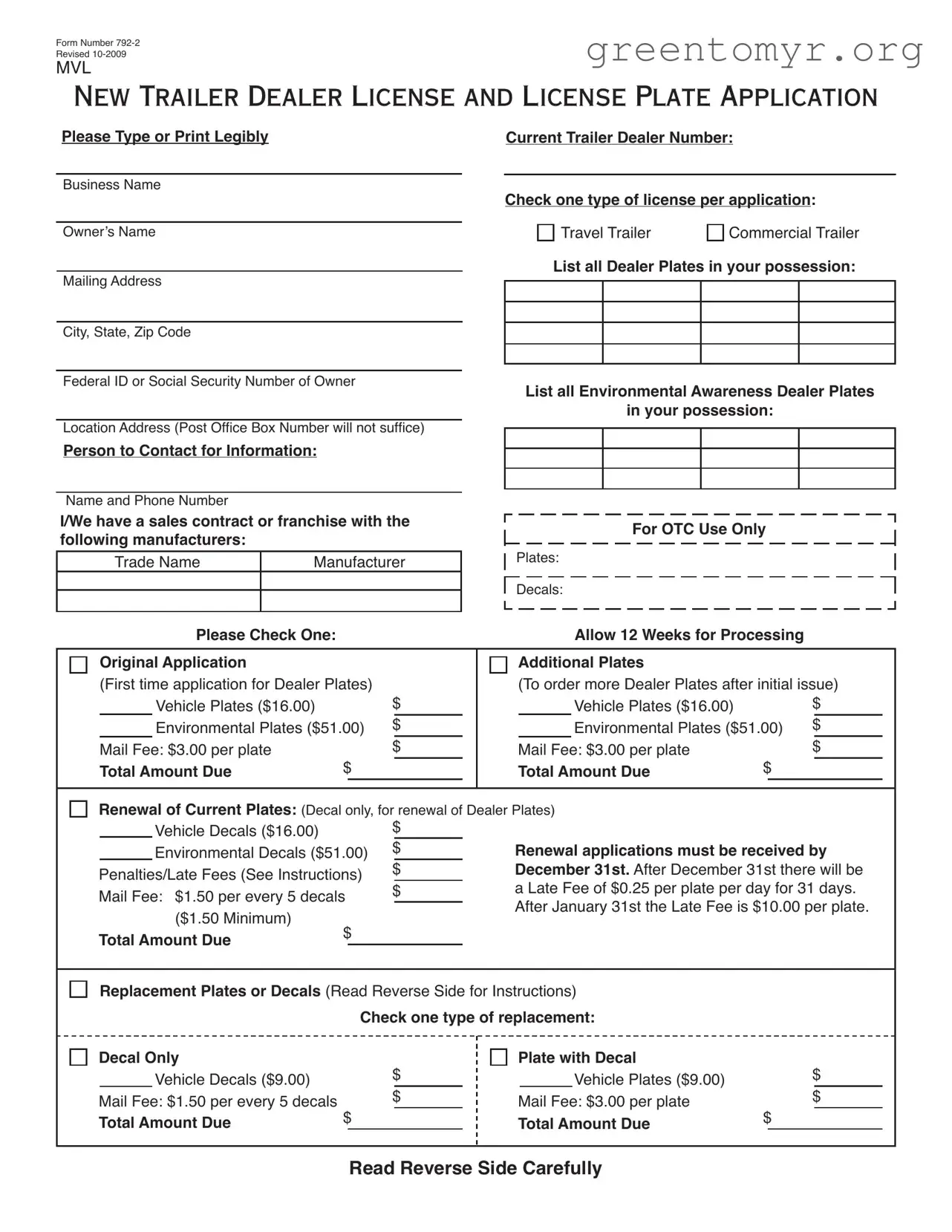 Fill in a Valid New Trailer Dealer License Template