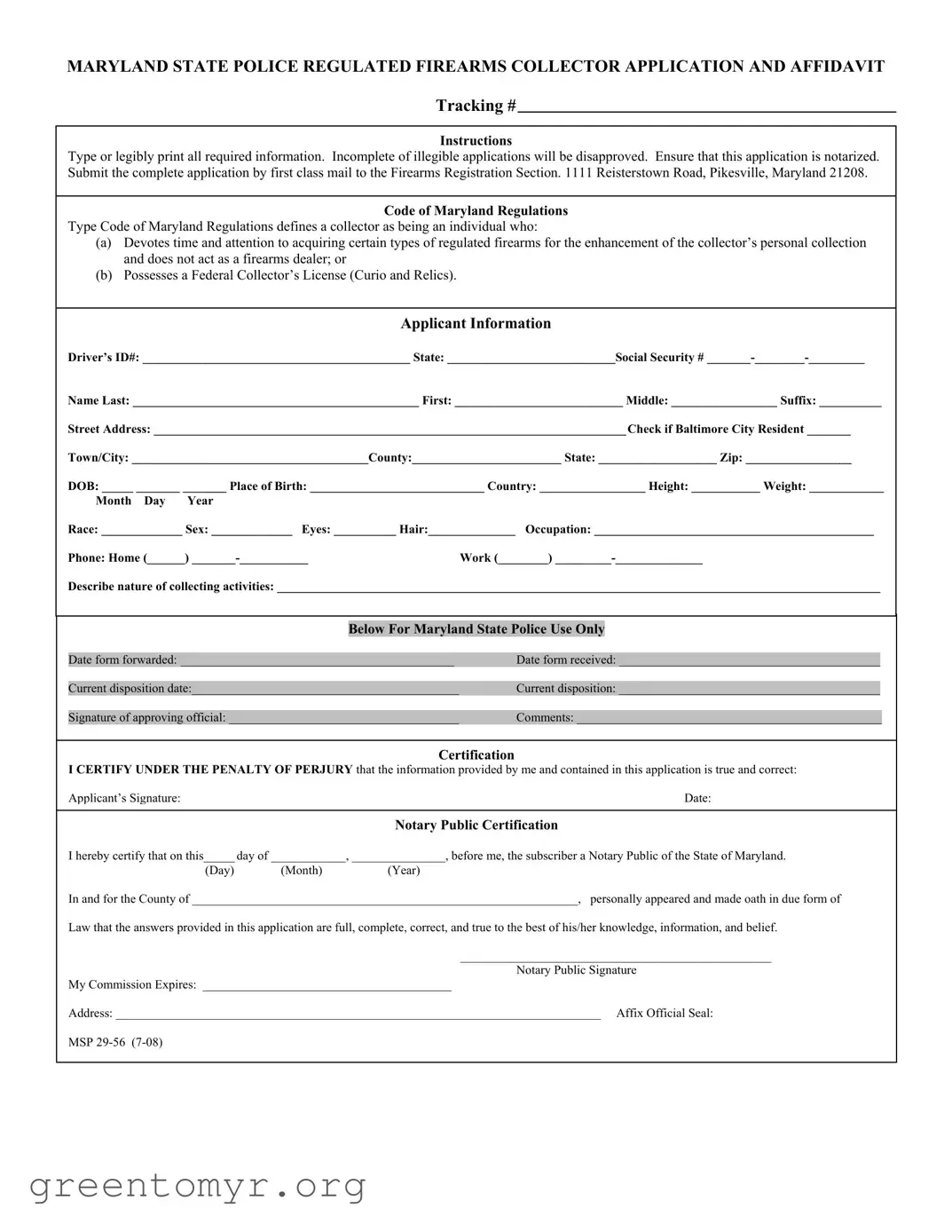 Fill in a Valid Md Firearms Application Template