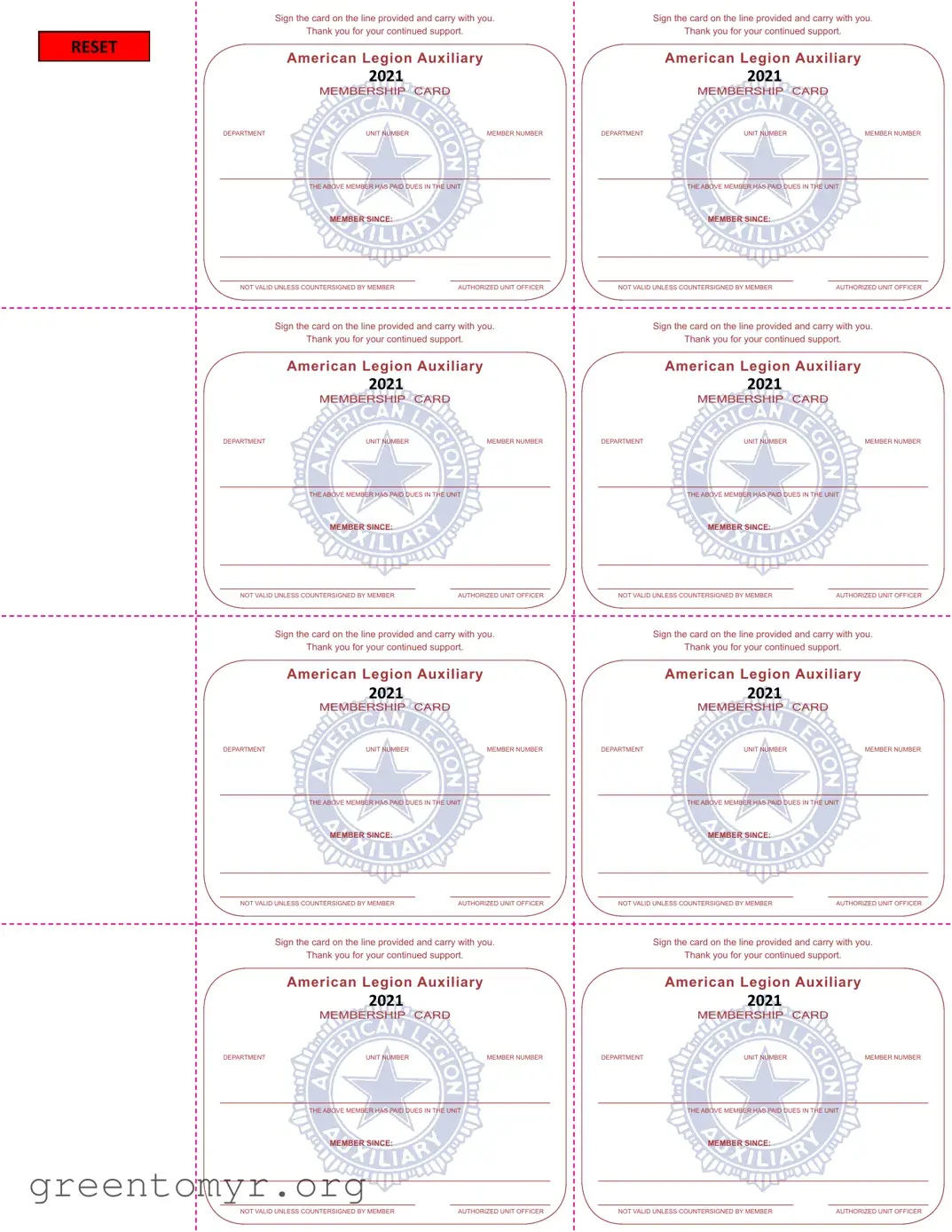 Fill in a Valid Membershipcard Template