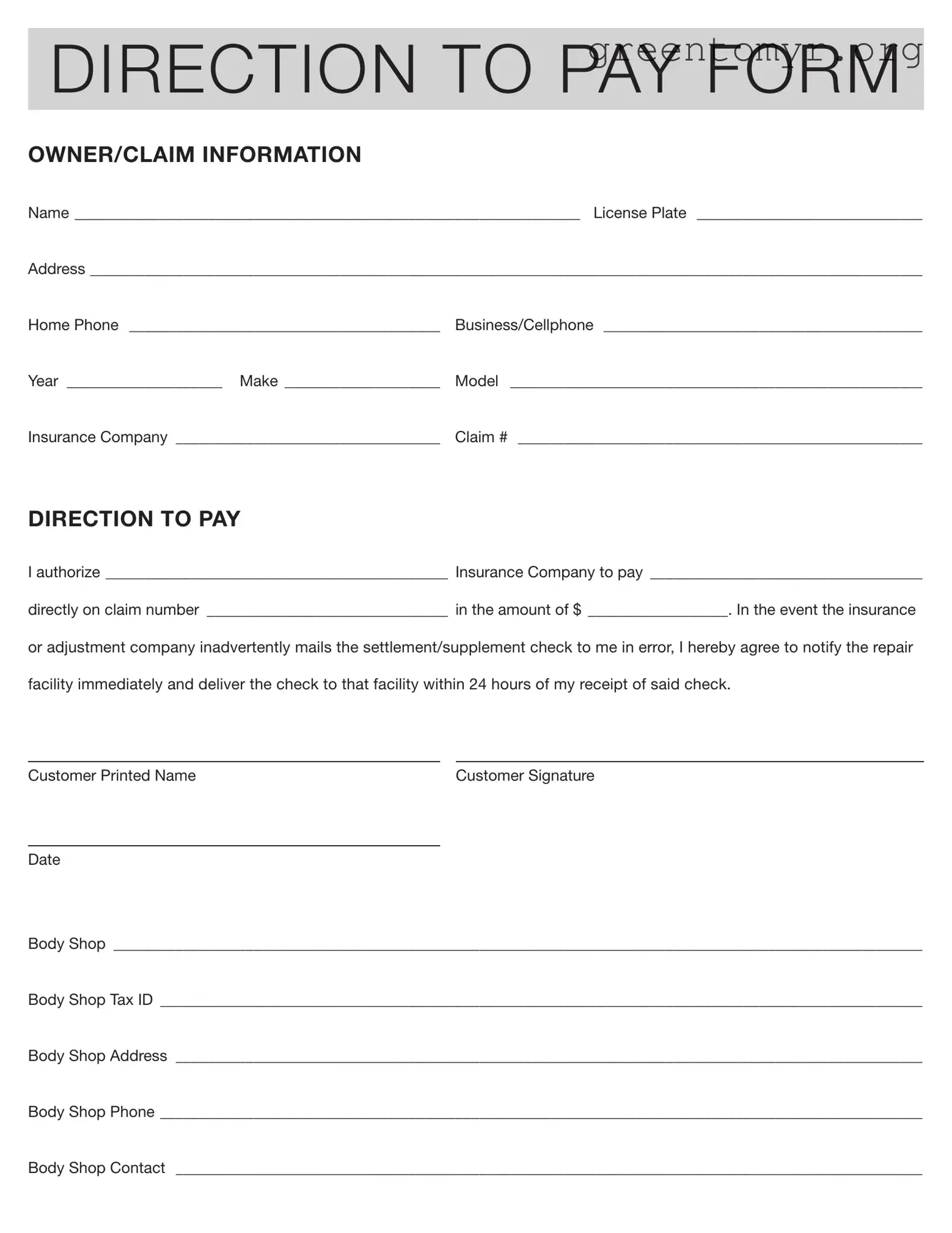 Fill in a Valid Authorization And Direction Pay Template