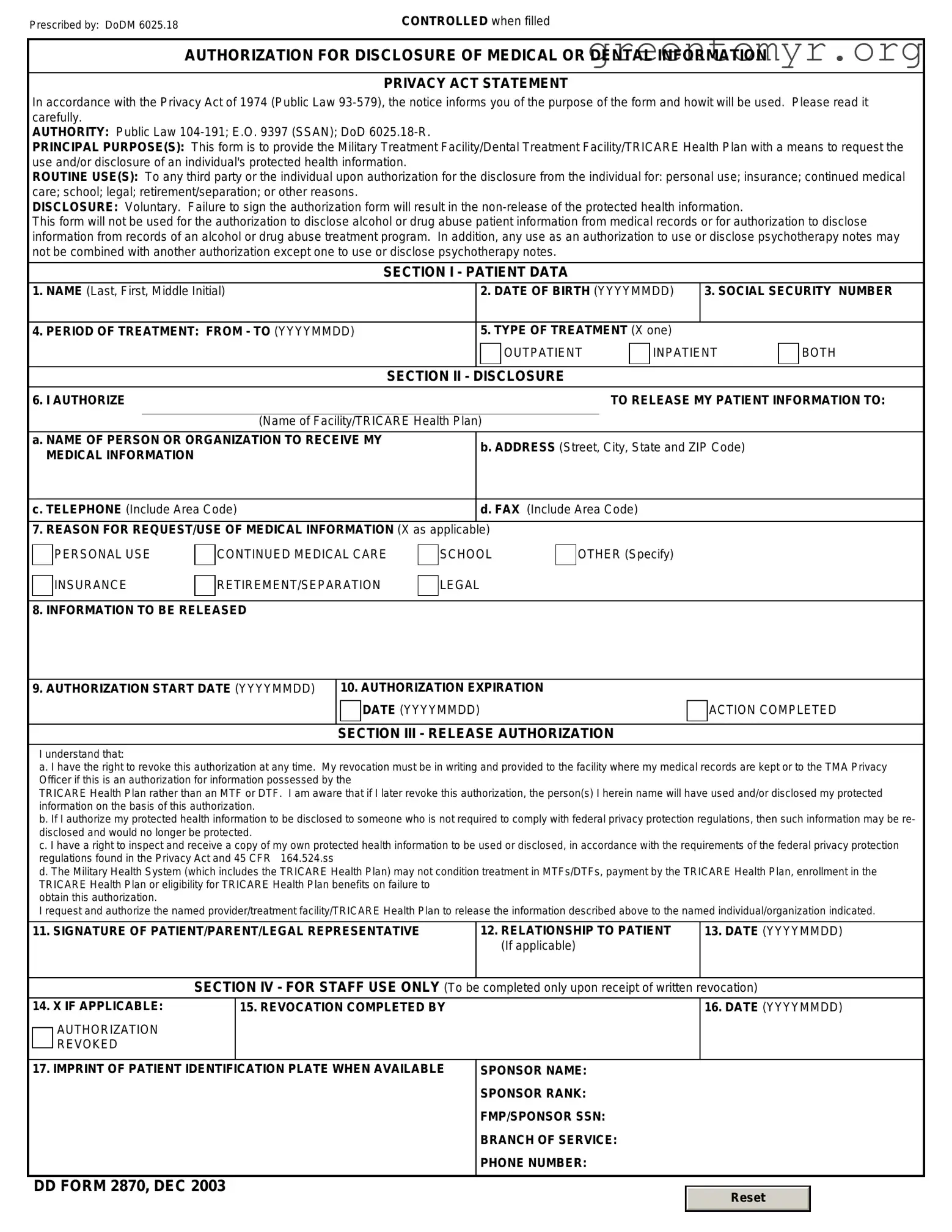 Fill in a Valid DD 2870 Template