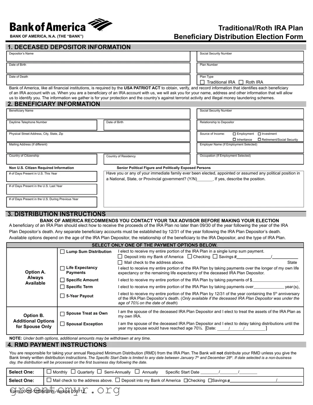 Fill in a Valid Bank Of America Beneficiary Template