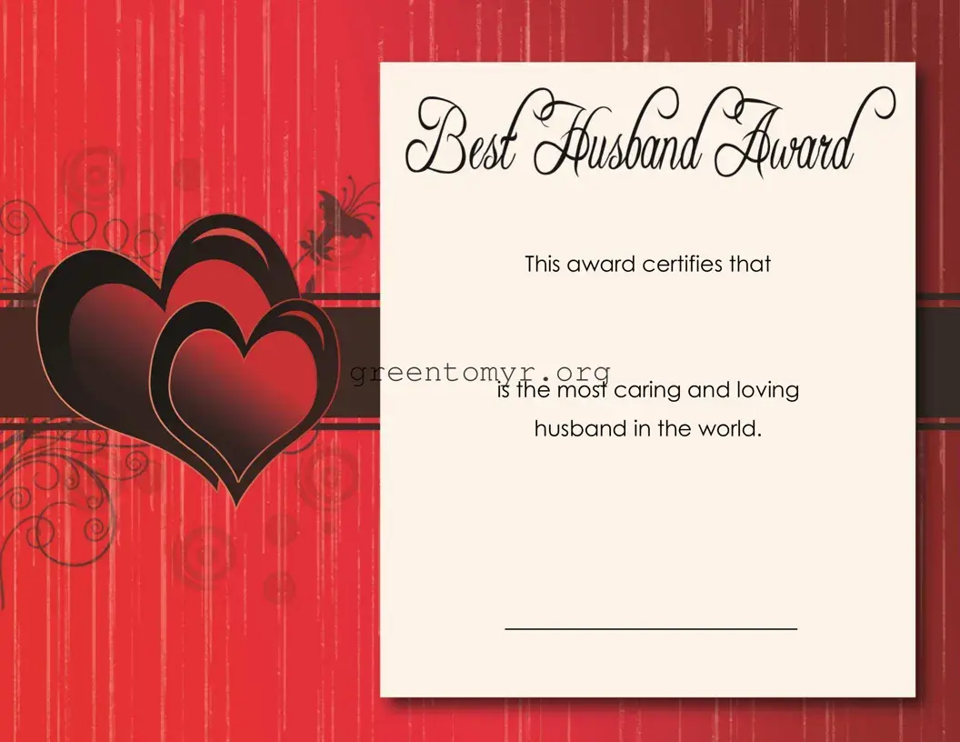 Fill in a Valid Best Husband Certificate Template