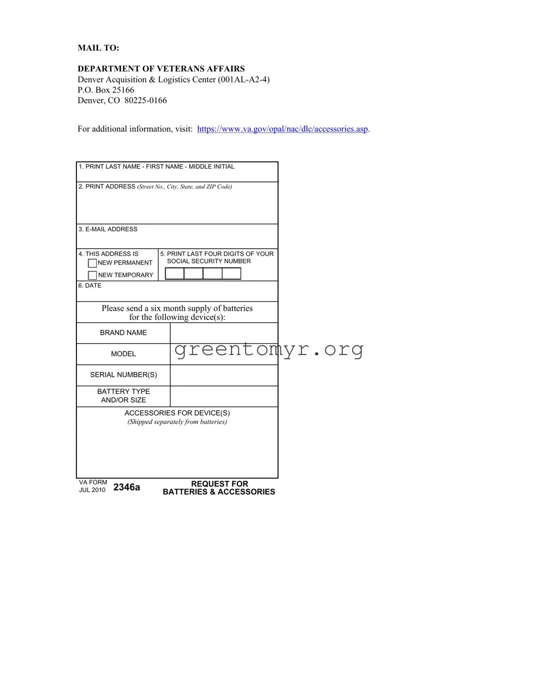 Fill in a Valid Blue Va 2346 Template