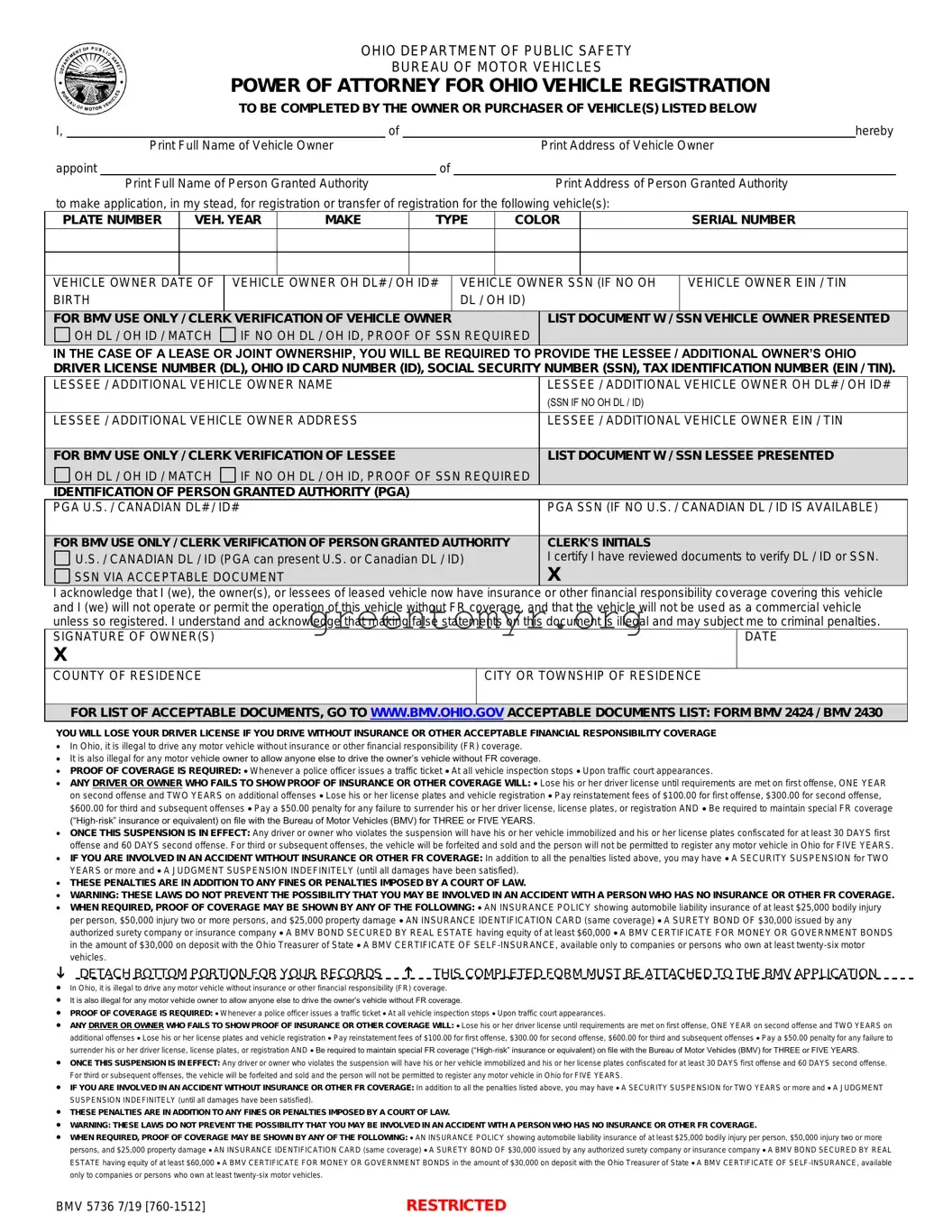 Fill in a Valid Bmv 5736 Template