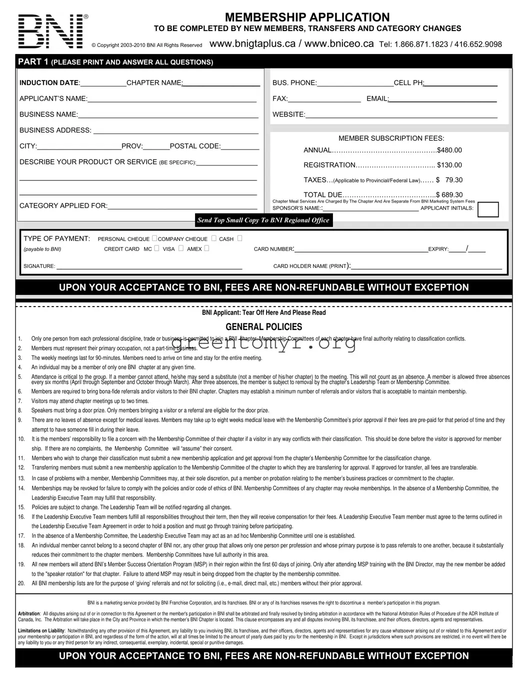Fill in a Valid Bni Application Template