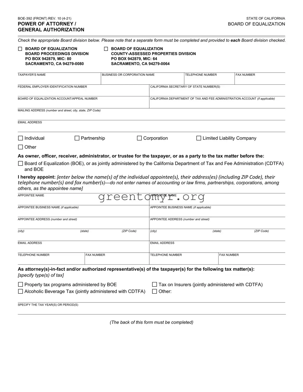 Fill in a Valid Boe 392 Template