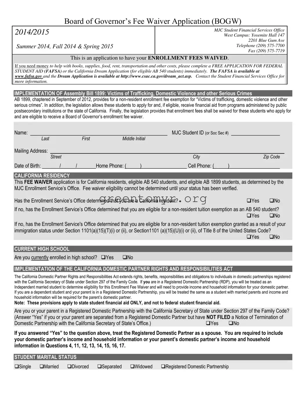 Fill in a Valid Bogf Application Template