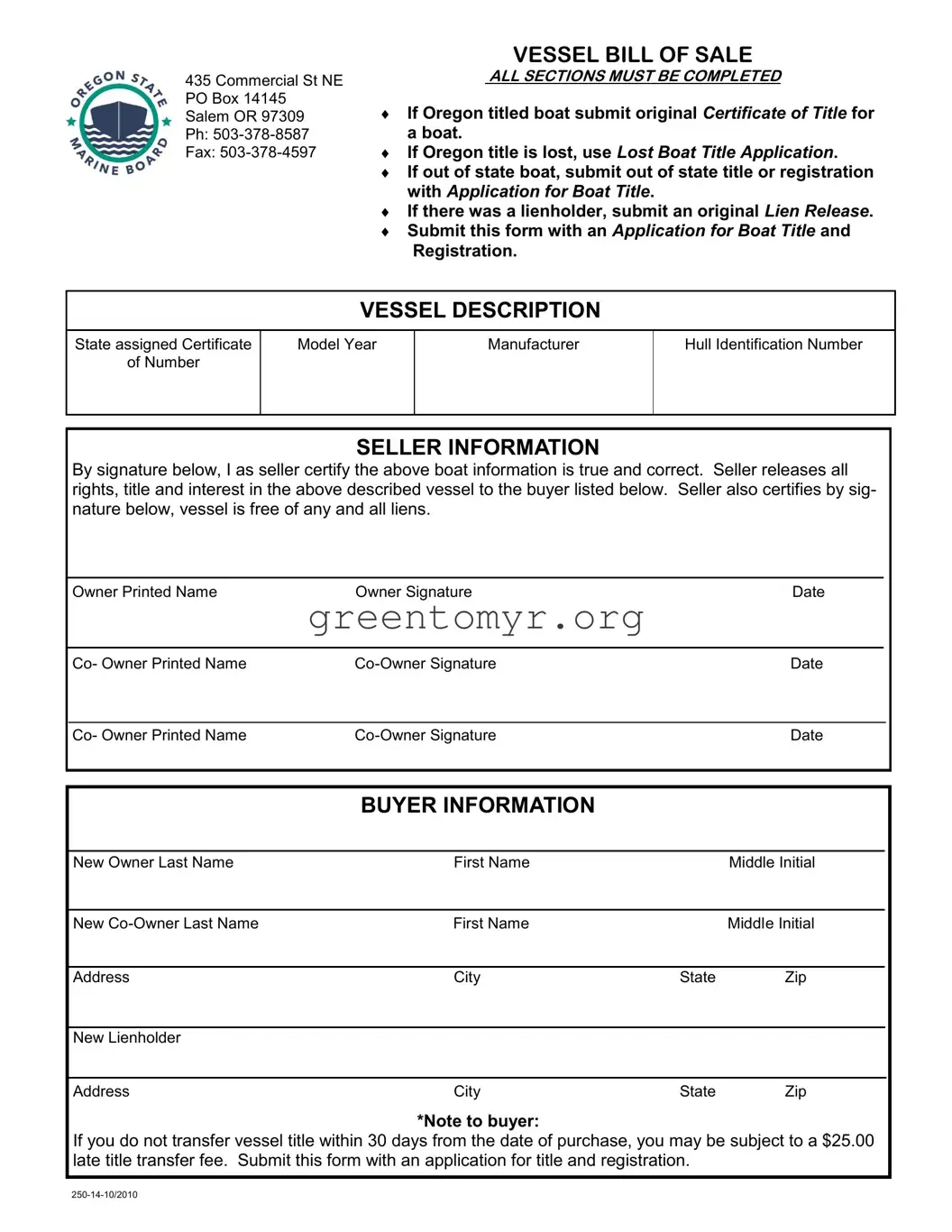 Fill in a Valid BOS 250-14 Template