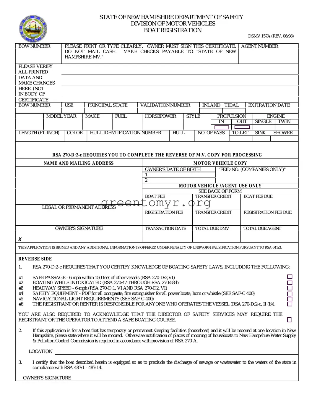 Fill in a Valid BOS DSMV 157A Template