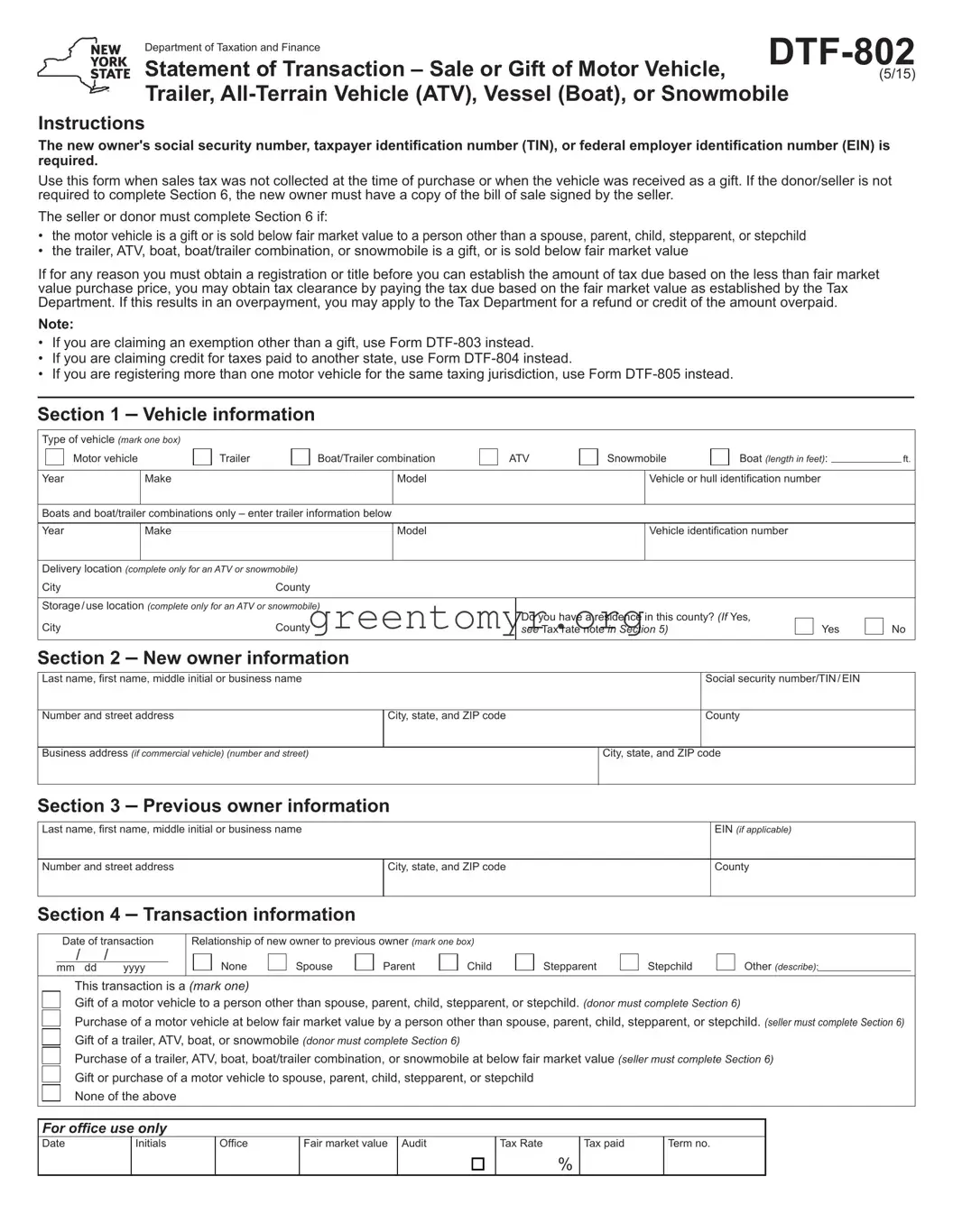 Fill in a Valid BOS DTF-802 Template
