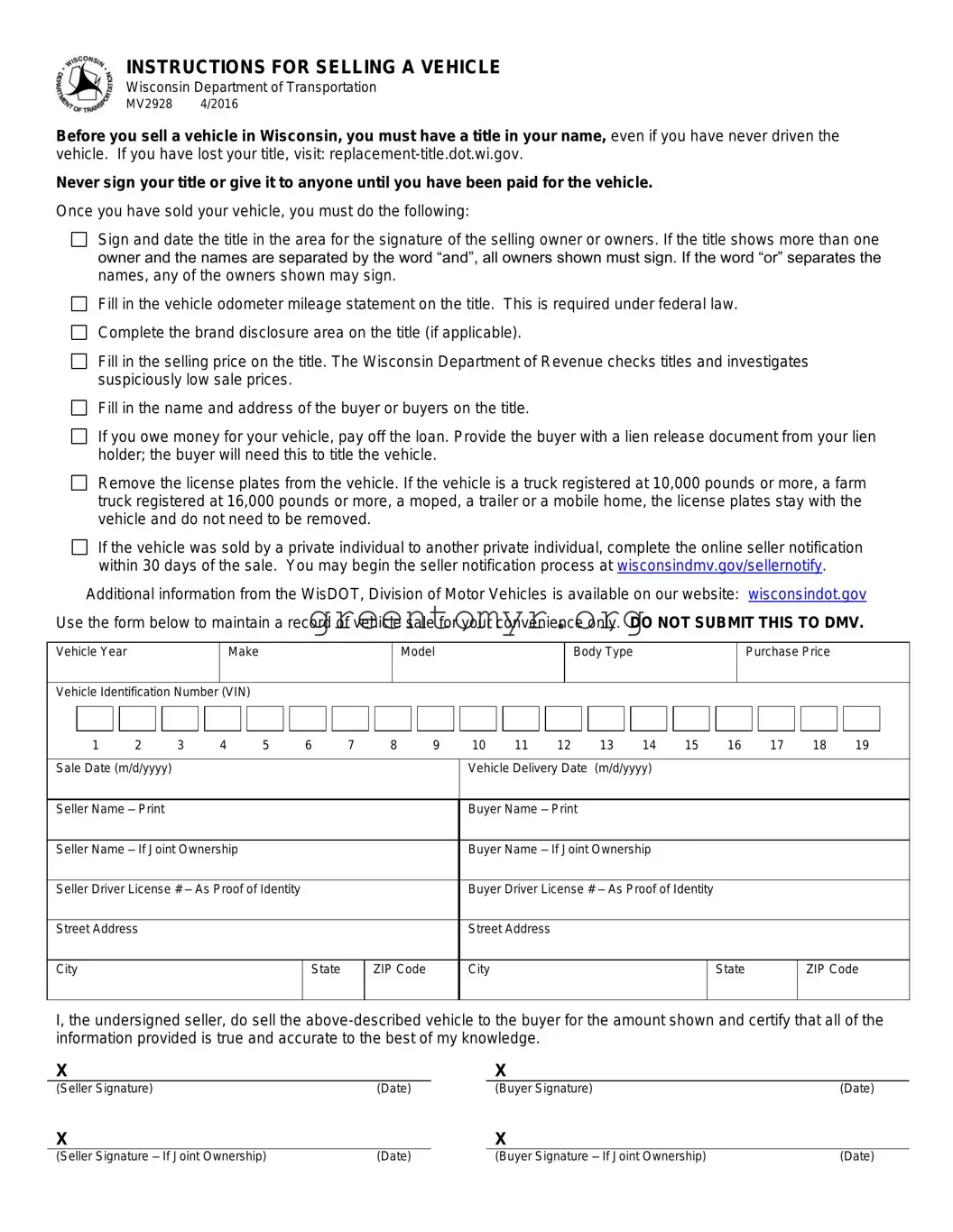 Fill in a Valid BOS MV2928 Template