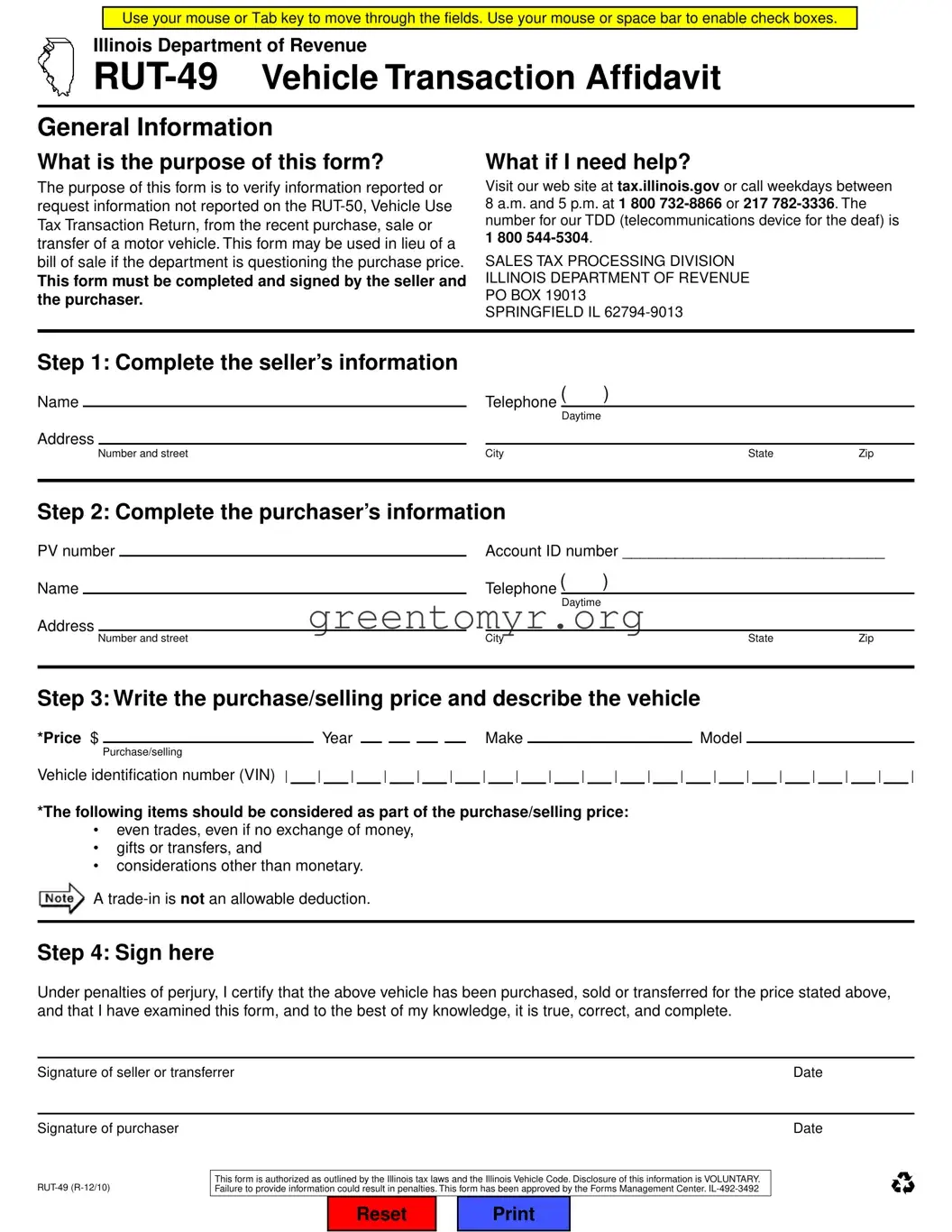 Fill in a Valid BOS RUT-49 Template