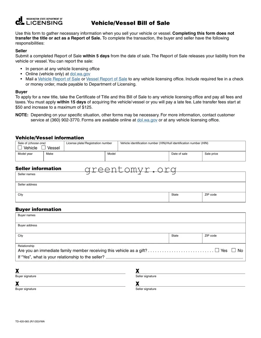 Fill in a Valid BOS TD-420-065 Template