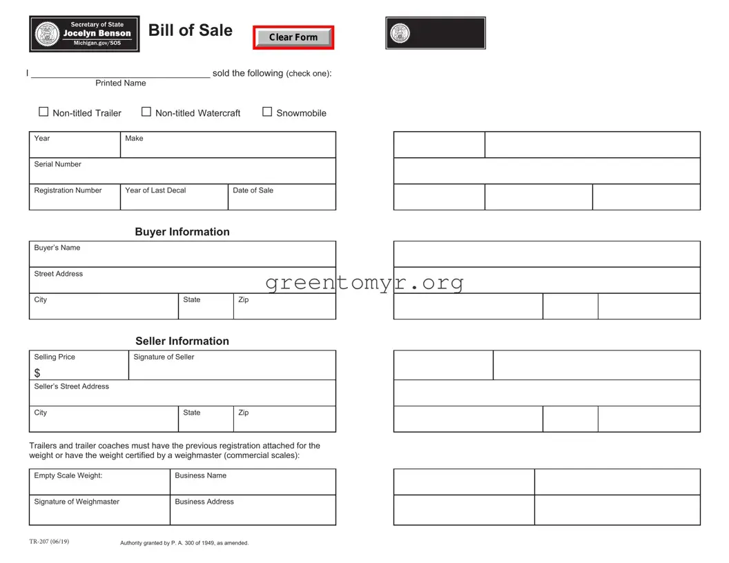 Fill in a Valid BOS Tr-207 Template