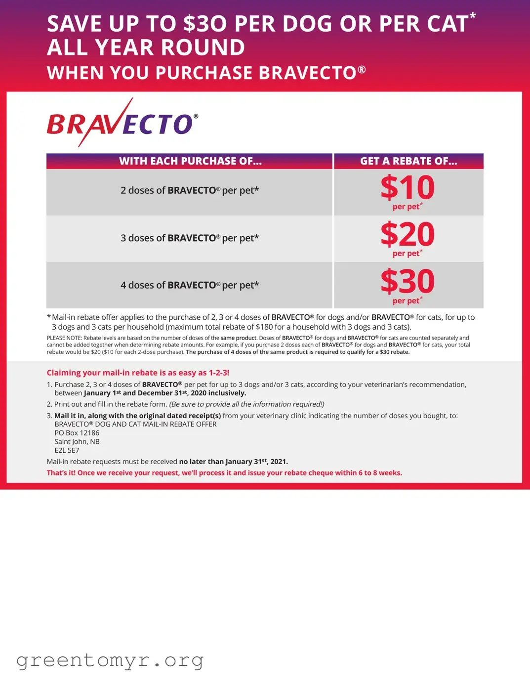 Fill in a Valid Bravecto rebate form Template