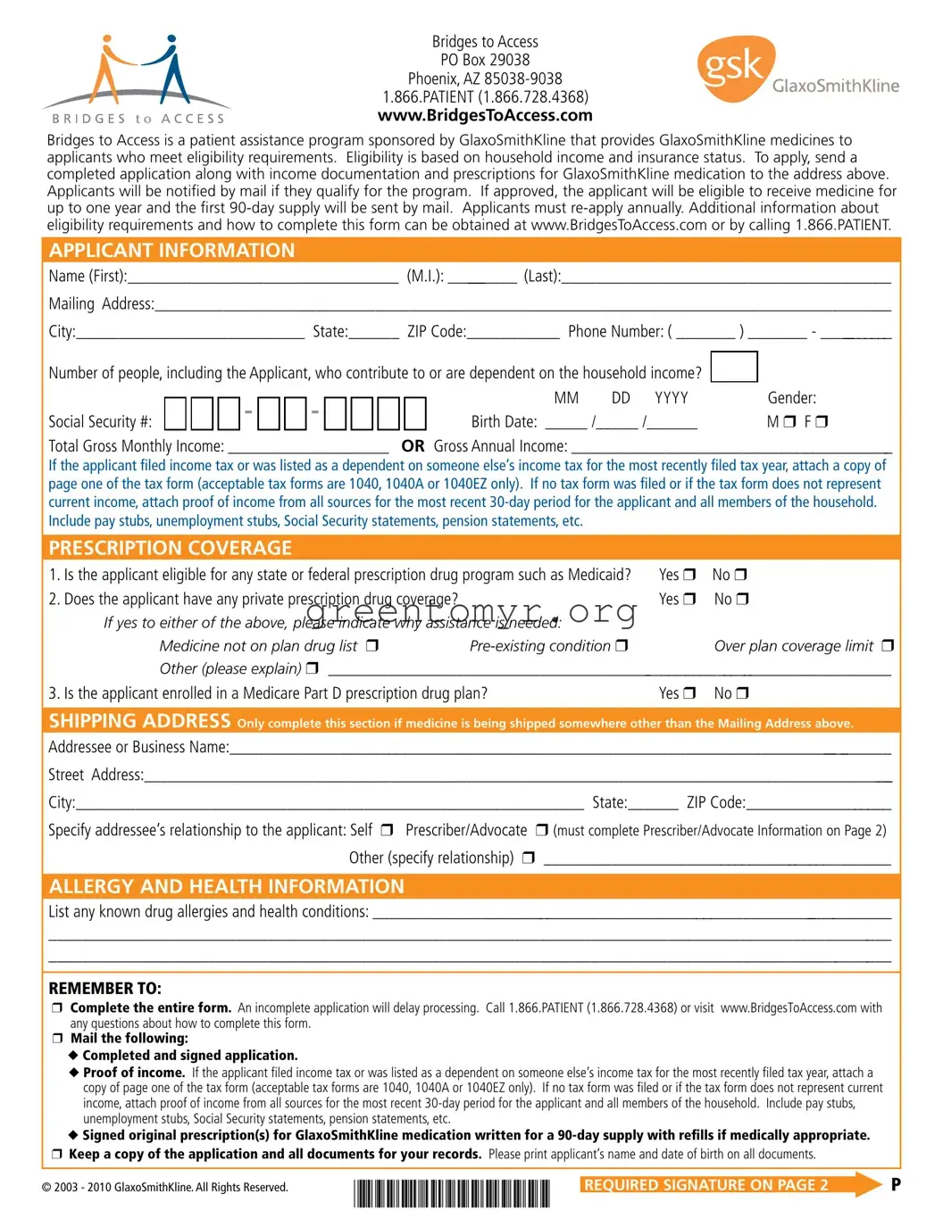 Fill in a Valid Bridges Access Application Template