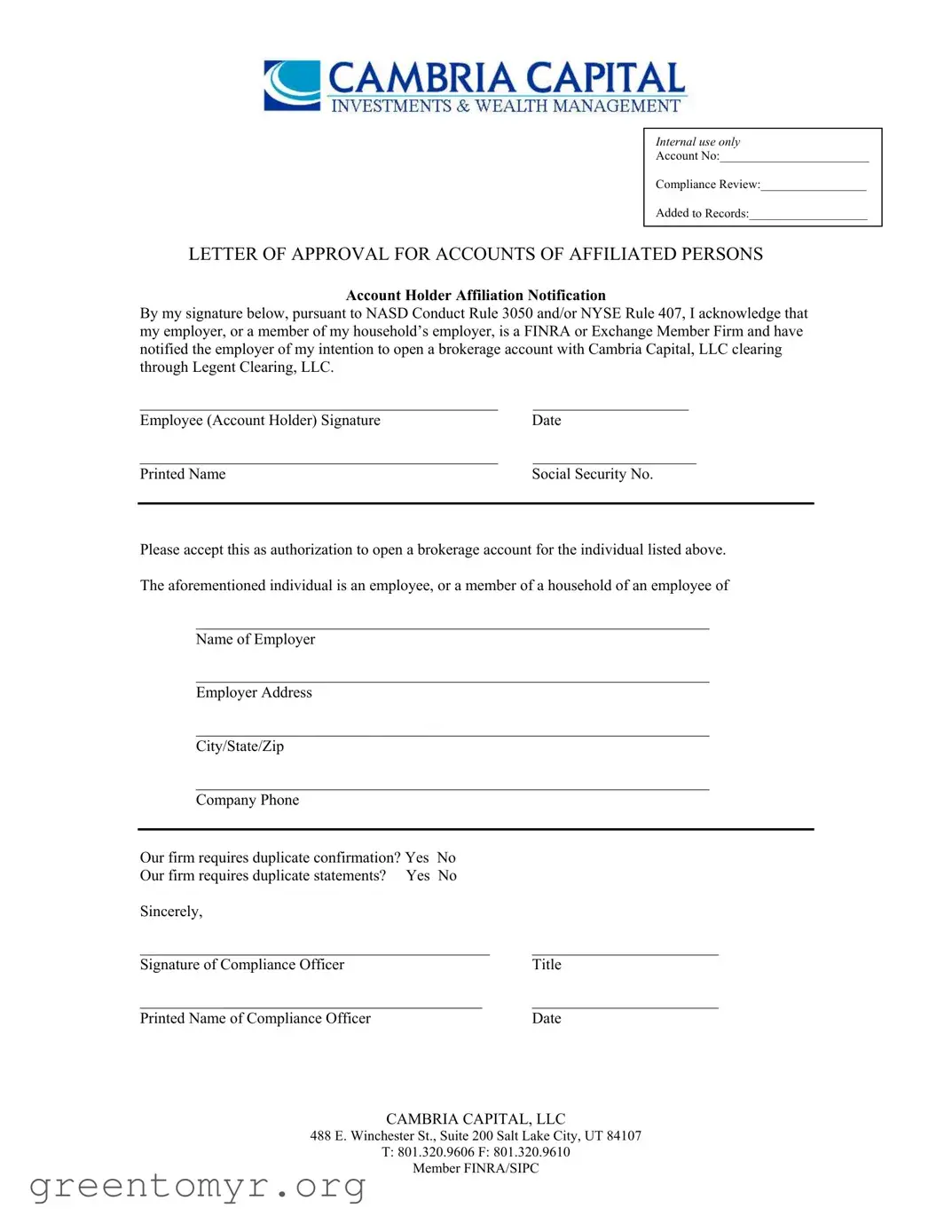 Fill in a Valid Nasd Rule 3050 Template