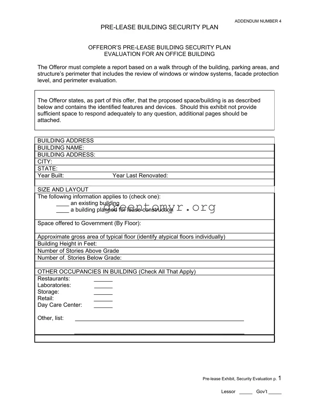 Fill in a Valid Building Security Plan Template