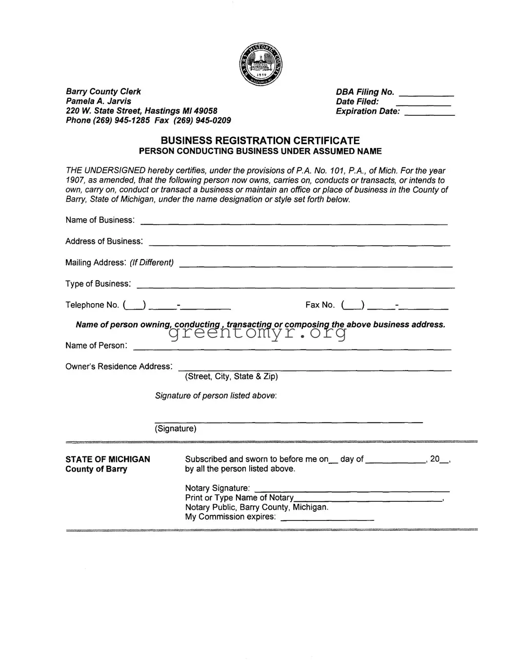 Fill in a Valid Business Registration Certificate Template