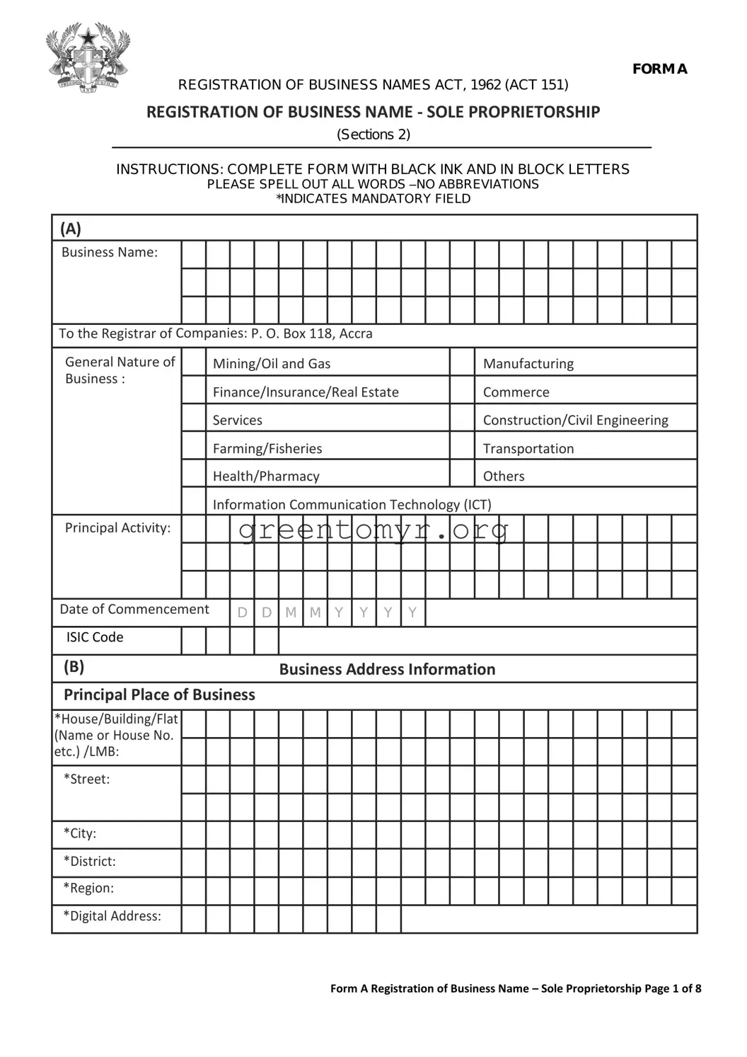 Fill in a Valid Business Registration Template