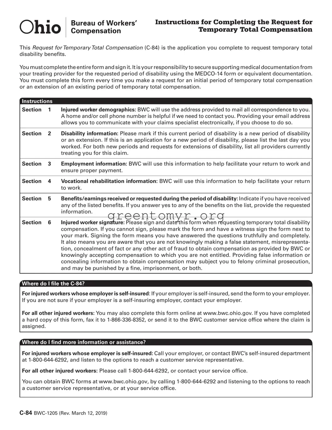 Fill in a Valid Bwc C84 Template