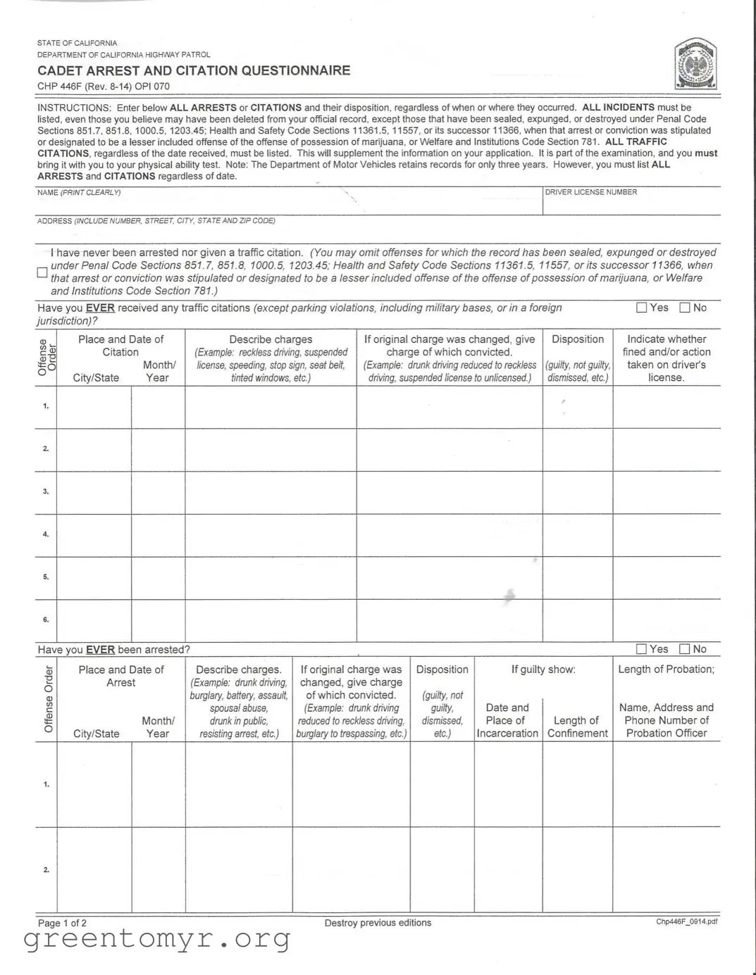 Fill in a Valid Chp 446F Template