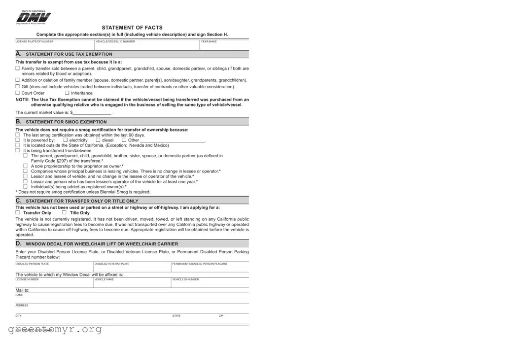 Fill in a Valid Dmv Reg 256 Template