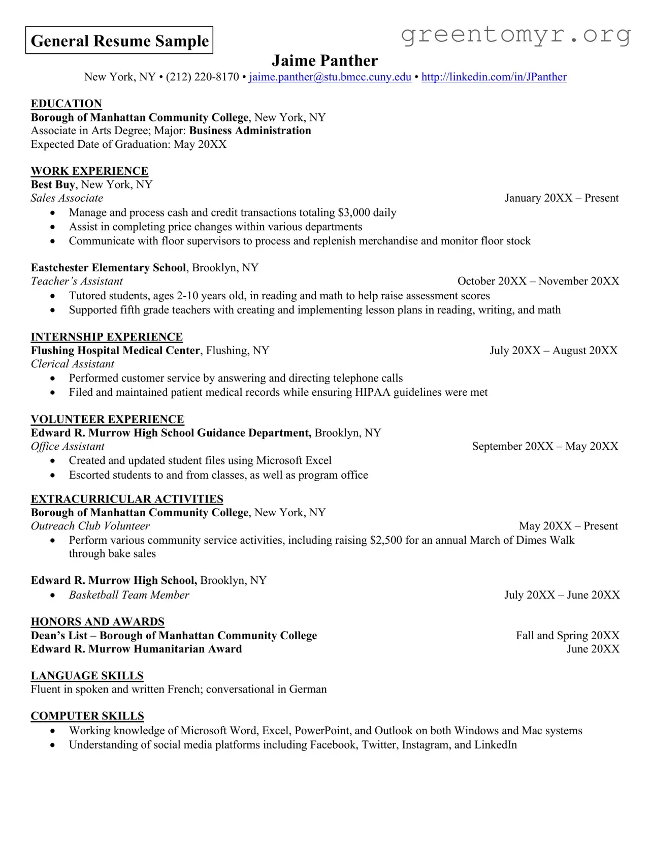 Fill in a Valid Resume Template