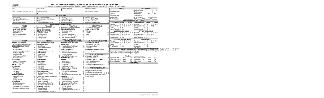 Fill in a Valid Cdl Pretrip Exam Template