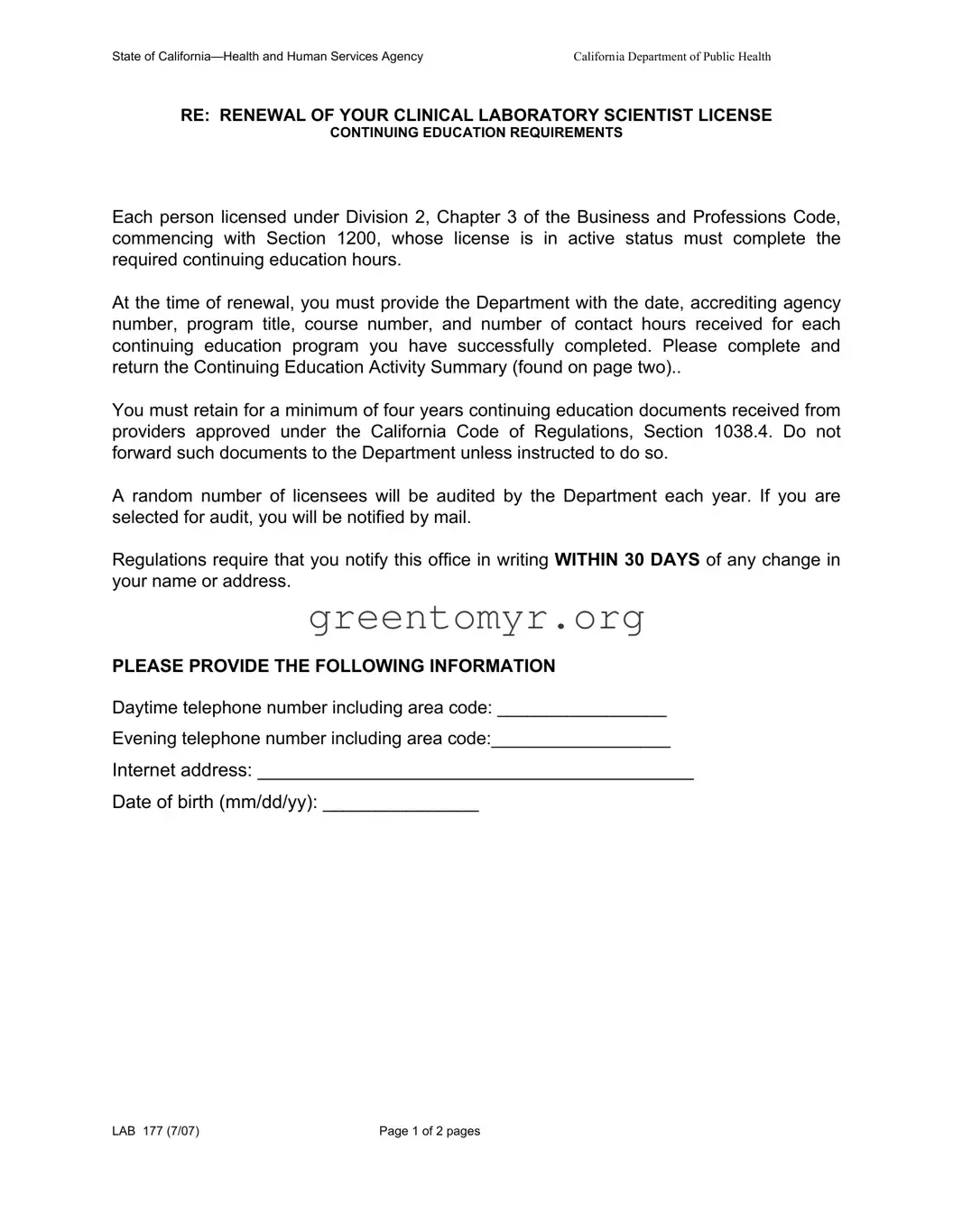 Fill in a Valid Cdph Phlebotomy License Template